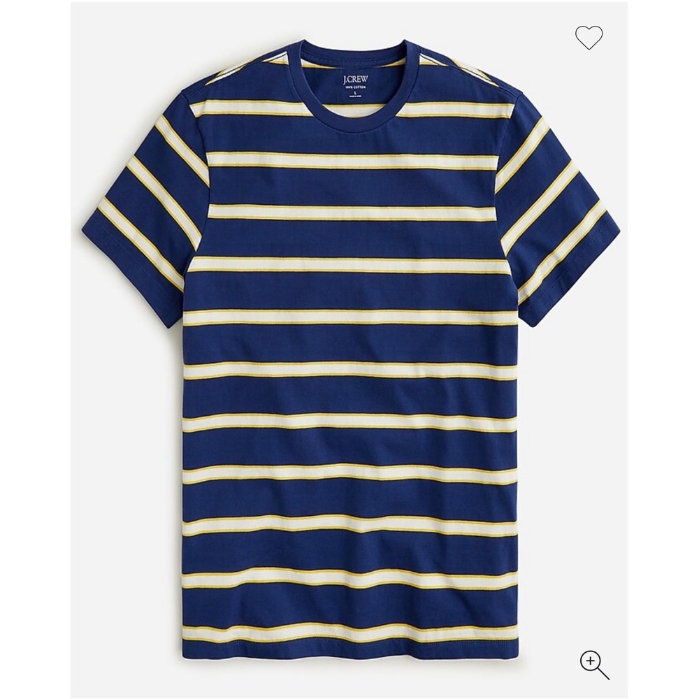 NWT J. Crew Sz M Cotton T-Shirt in Stripe - blue yellow $48